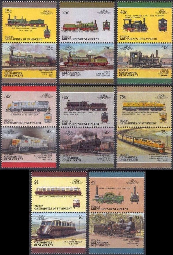 1987 Leaders of the World 5th Series Locomotives Stamps 1987 Leaders of the World 5th Series Locomotives Stamps
